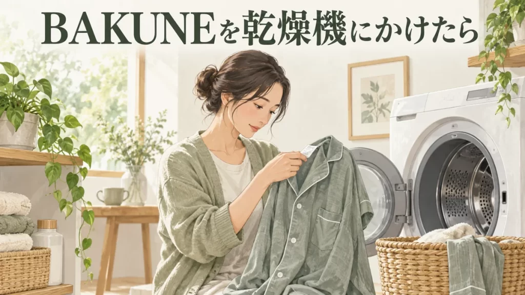 BAKUNEを乾燥機にかけたらの選び方を表したイラスト