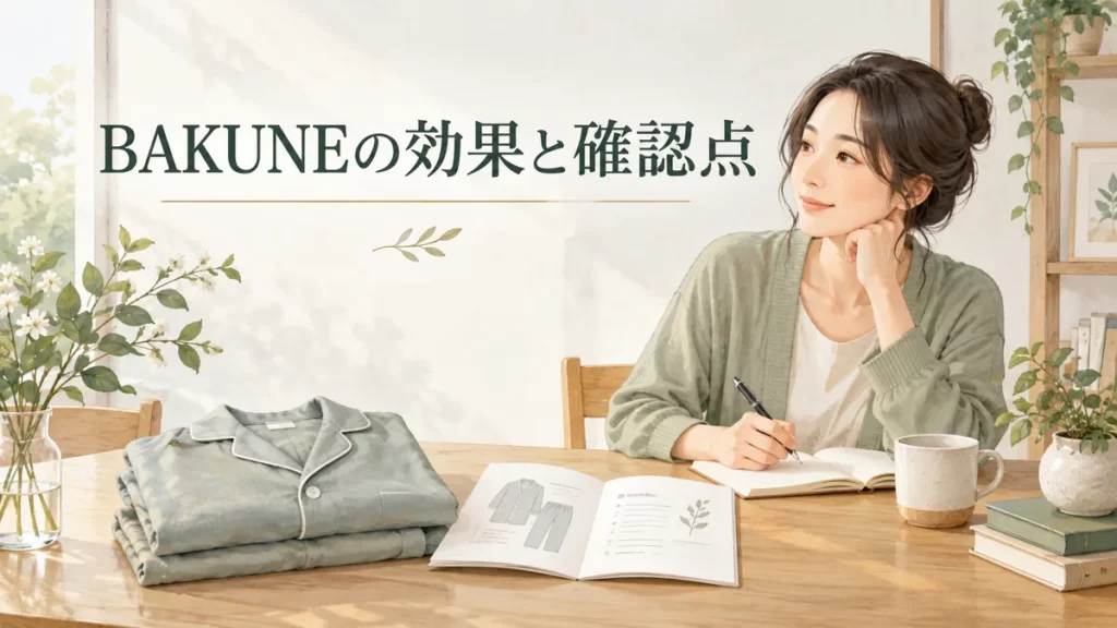 BAKUNEの効果と確認点の確認ポイントを表したイラスト