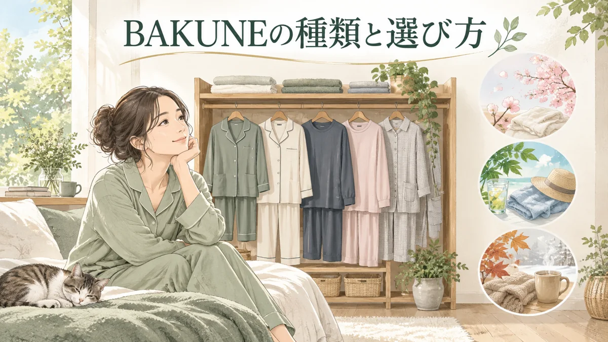 BAKUNEの種類と選び方の確認ポイントを表したイラスト