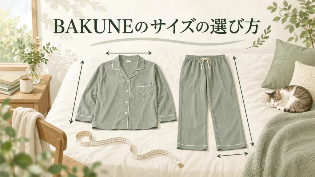 BAKUNEのサイズの選び方の確認ポイントを表したイラスト