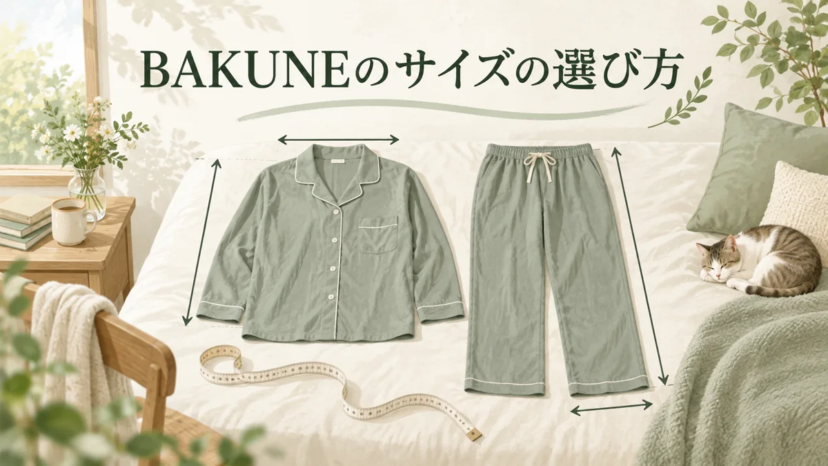 BAKUNEのサイズの選び方の確認ポイントを表したイラスト