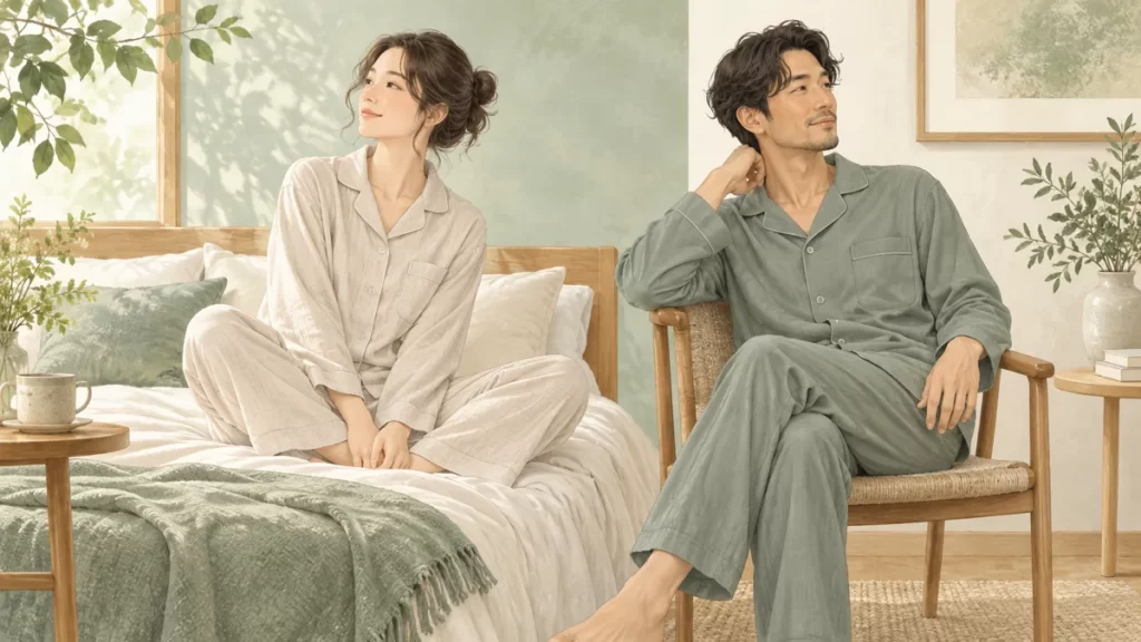 BAKUNEとブレインスリープのリカバリーウェアを比較！素材・サイズ・購入条件の確認方法をイメージしたイラスト