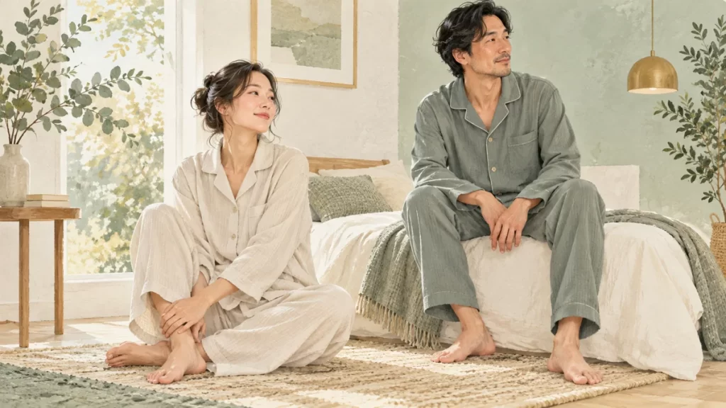 BAKUNEとマイまくらのリカバリーウェアを比較！素材・サイズ・購入条件の確認方法をイメージしたイラスト