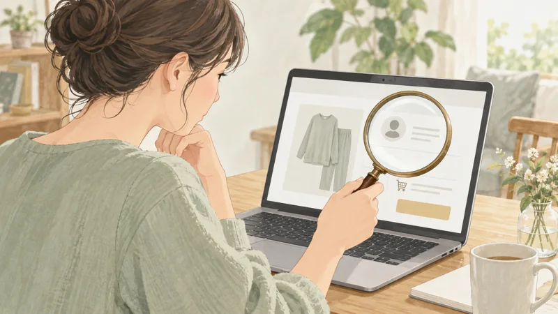 公式ストアかどうかを注文画面まで確かめるの確認ポイントを表したイラスト
