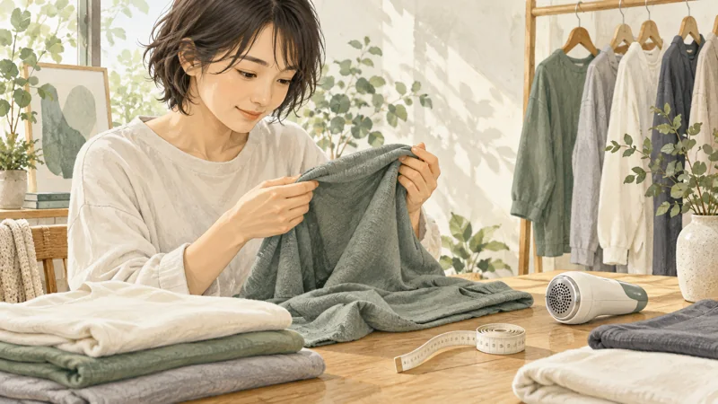 ブレインスリープの洗濯後に毛玉や型崩れが気になったらの確認方法をイメージしたイラスト