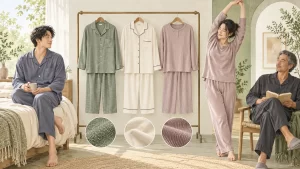 ブレインスリープのリカバリーウェアの種類とモデルの違いは？素材・季節・用途で選ぶの確認方法をイメージしたイラスト