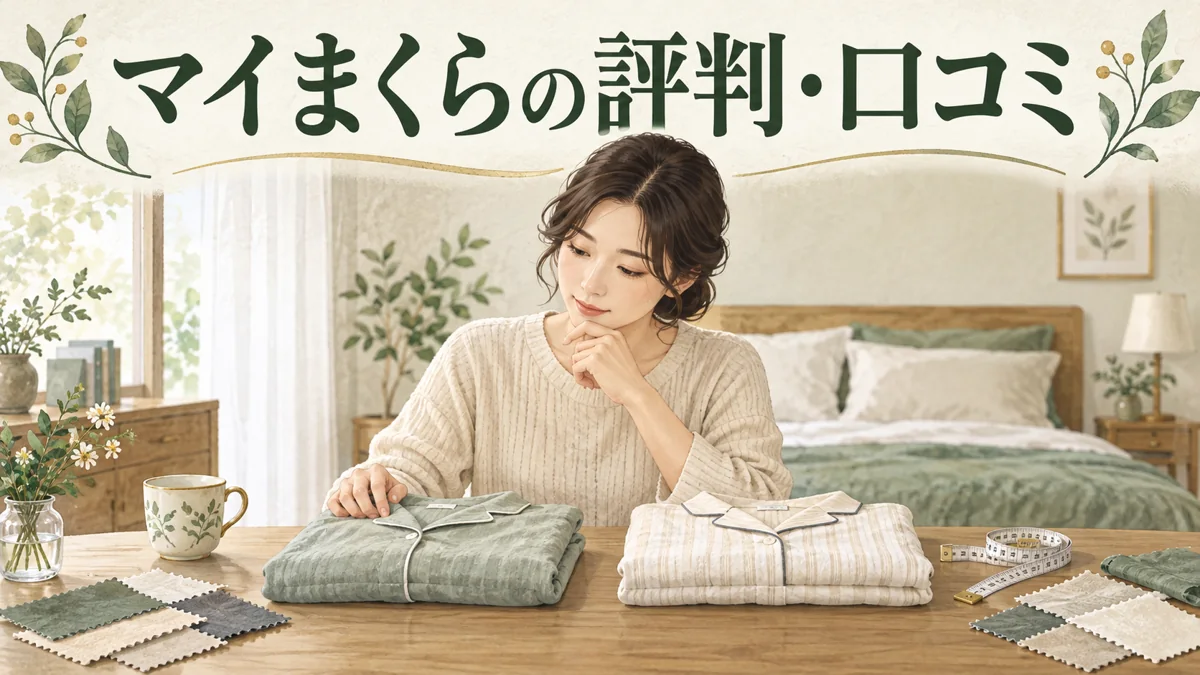 マイまくらの評判・口コミの確認ポイントを表したイラスト