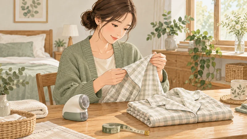 マイまくらの気になる評判・口コミから毛玉とサイズを確認の確認ポイントを表したイラスト