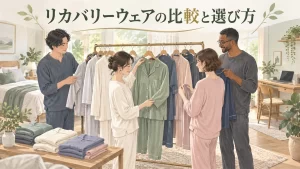 リカバリーウェアの比較と選び方の選び方を表したイラスト