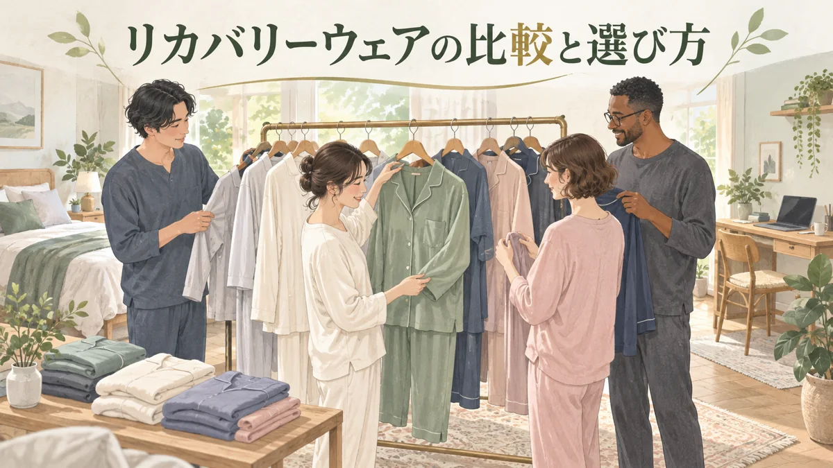 リカバリーウェアの比較と選び方の選び方を表したイラスト