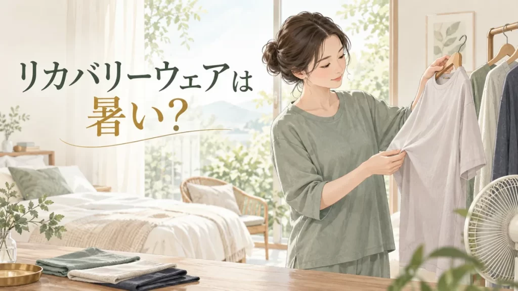 パジャマの素材や購入条件を確認する場面のイラスト