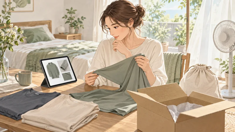 リカバリーウェアが暑いか心配な人の購入前チェックの確認ポイントを表したイラスト