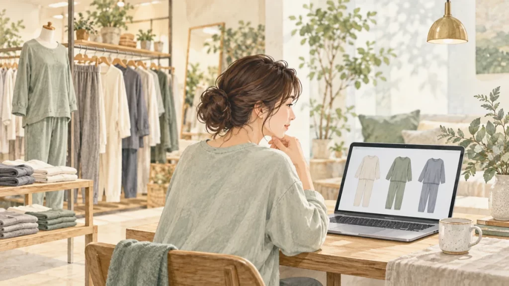 ReDのリカバリーウェアはどこで買える？公式通販・店舗と購入条件の確認方法をイメージしたイラスト