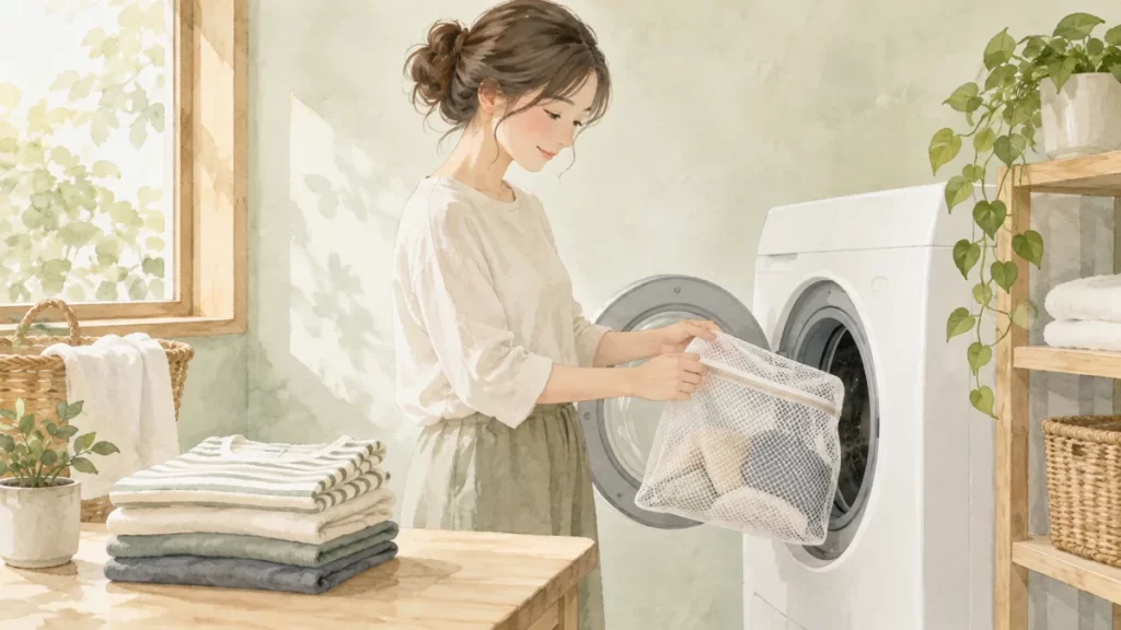 リライブシャツのリカバリーウェアの洗濯方法は？乾燥機・洗剤・干し方の確認点の確認方法を表すイラスト