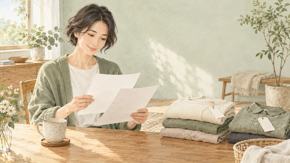 リライブシャツのリカバリーウェアの評判・口コミは?商品情報と購入前の確認点の確認方法を表すイラスト