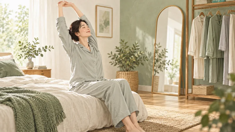 睡眠技研で迷うサイズは寝姿勢と手持ちの服で確かめるの確認方法をイメージしたイラスト